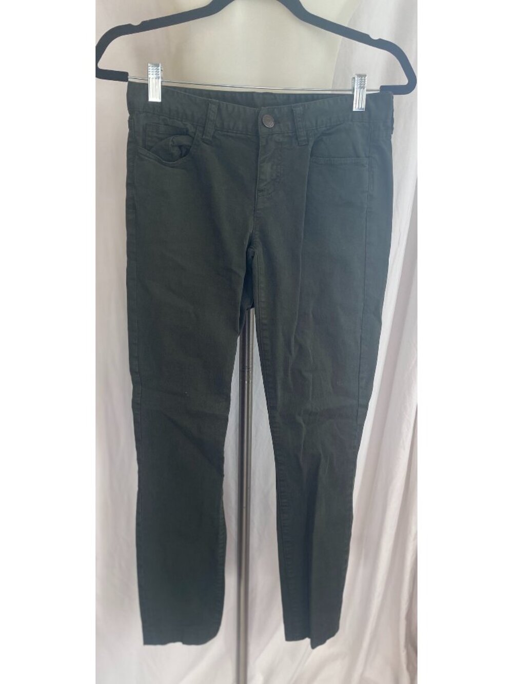 J.Crew Toothpick Skinny Ankle Pants Black Charcoal Stretch Cotton Size 26